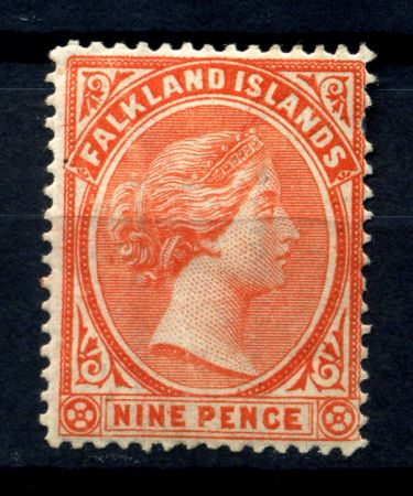 Фолклендские о-ва 1891-1902 гг. • Gb# 36 • 9 d. • Королева Виктория • стандарт • MH OG F ( кат.- £65 )