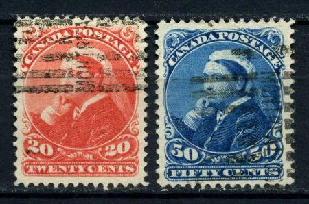 Канада 1893 г. SC# 46-7 • 20 и 50 c. • Королева Виктория • (предгашение - Монреаль) RARE! • Used VF ( кат.- $210++ )