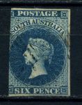 Южная Австралия 1855 г. • GB# 3 • 6 d. • Королева Виктория • Used F-VF ( кат. - £90 )