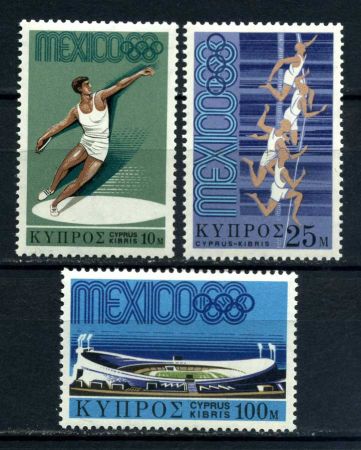 Кипр 1968 г. • Gb# 324-6 • 10 - 100 m. • Летние Олимпийские Игры, Мехико • полн. серия • MNH OG XF