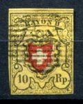 Швейцария 1850 г. • SC# 8 • 10 r. • Государственный герб • стандарт • Used F-VF ( кат. - $125 )