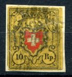 Швейцария 1850 г. • SC# 8 • 10 r. • Государственный герб • стандарт • Used F- ( кат. - $125 )