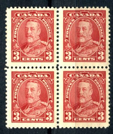 Канада 1935 г. • Sc# 219 • 3 c. • осн. выпуск • Георг V • кв. блок • MNH VF ( кат. - $3 )