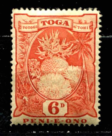 Тонга 1897 г. • Gb# 47 • 6 d. • осн. выпуск • цветущий коралл • MLH OG XF ( кат.- £ 15 )