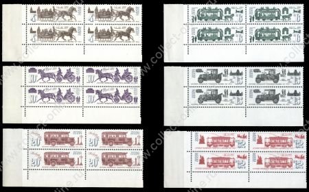 СССР 1981 г. • Сол# 5250-5 • 4 - 32 коп. • История городского транспорта • полн. серия • кв. блоки • MNH OG XF+