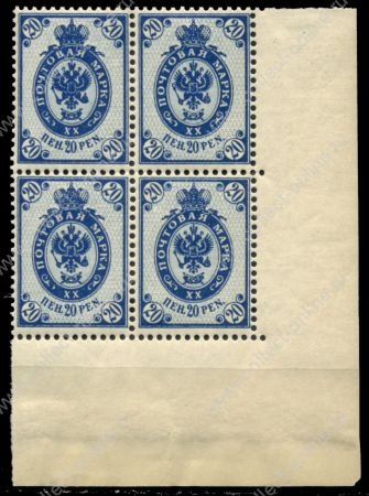 Финляндия 1901-1914 гг. • SC# 73 • 20 пенни • общероссийский дизайн • стандарт • кв. блок ( кат. - $80+ )