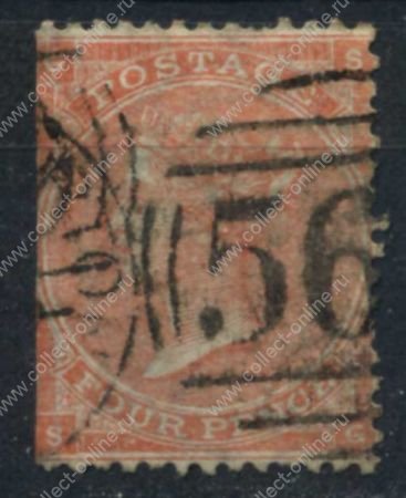 Великобритания 1865-1867 гг. Gb# 93 • 4 d. • Королева Виктория • Used VG ( кат.- £90 )