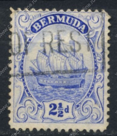 Бермуды 1922-1934 гг. • Gb# 82b • 2 ½ d • Георг V • парусник • стандарт • Used VF