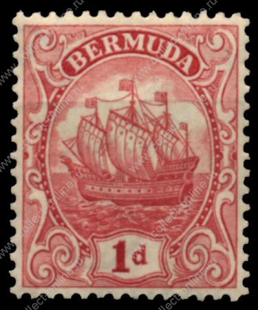 Бермуды 1922-1934 гг. • Gb# 78 • 1 d. • парусник • тип I • стандарт • MH OG VF ( кат. - £20 )