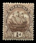 Бермуды 1910-1925 гг. • Gb# 44 • ¼ d. • парусник • стандарт • MH OG VF ( кат. - £2 )