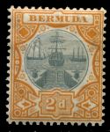 Бермуды 1906-1910 гг. • Gb# 39 • 2 d. • парусники у сухого дока • стандарт • MH OG VF ( кат. - £8 )