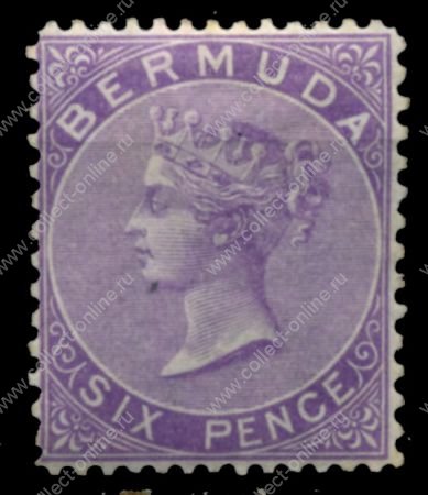 Бермуды 1865-1903 гг. • Gb# 10a • 6 d. • Виктория • стандарт • MH OG VF ( кат. - £15 )