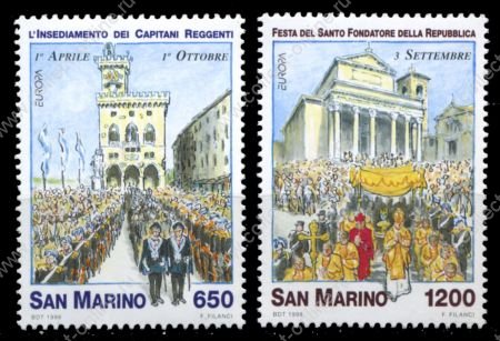 Сан-Марино 1998 г. • Sc# 1415-16 • 650 - 1200 L. • Европейские фестивали • полн. серия • MNH OG VF