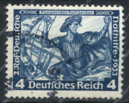 Германия 3-й рейх 1933 г. • MI# 500 • 4 + 2 пф. • Оперы Вагнера • "Летучий голландец" • Used VF ( кат. - €4 )