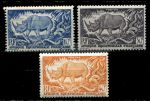 Французская Экваториальная Африка 1947г. • Iv# 208-10 • 10,30 и 40 c. • осн. выпуск • носорог • MNH OG VF