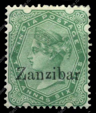 Занзибар 1895-1896 гг. • Gb# 8 • 2a.6p. • надпечатка • стандарт • MH OG VF ( кат. - £10 )