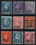 Франция 1926-1927 гг. • Sc# 227..40 • надпечатки нов. номиналов • 8 марок • Used F-VF ( кат. - $9+ )
