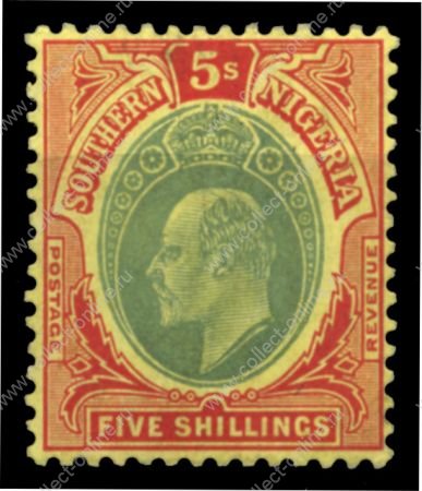 Южная Нигерия 1907-1911 гг. • Gb# 42 • 5 sh. • Эдуард VII • стандарт • MH OG VF ( кат.- £50 )