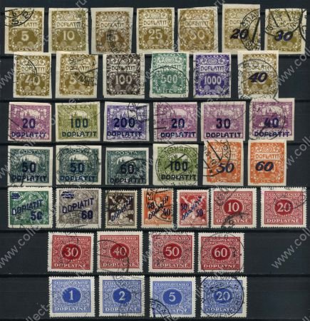 Чехословакия 1918-1929 гг. • набор 40 разных служебных марок (для доплат) • Used VF
