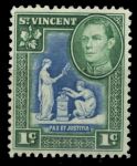 Сент-Винсент 1949-1952 гг. • Gb# 164 • 1 c. • Георг VI основной выпуск • "Мир и порядок" • MNH OG VF