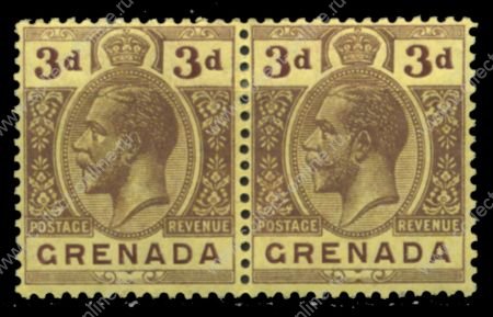 Гренада 1913-1922 гг. Gb# 96c • 3 d. • Георг V • осн. выпуск • стандарт • пара • MH OG VF ( кат. - £13 )