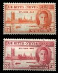 Сент-Китс и Невис 1946 г. • Gb# 78-9 • 1½ и 3 d. • выпуск Победы • Вестминстерское аббатство • полн. серия • MNH OG VF