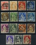 Швейцария 1907-1925 гг. • SC# 129..144 • 10 c. .. 1 fr. • Аллегория "Швейцария" • 15 номиналов • стандарт • Used VF ( кат.- $50 )