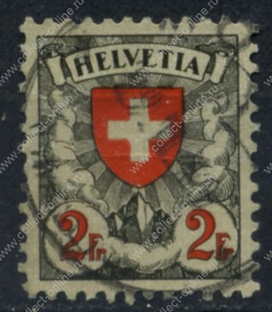 Швейцария 1924 г. • SC# 203 • 2 fr. • Герб Швейцарии • стандарт • Used XF • ( кат.- $7 )