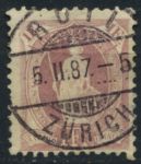 Швейцария 1882-1904 гг. • SC# 87 • 1 fr. • "Швейцария" со щитом • перф. - 11½:11 • стандарт • Used XF+ ( кат. - $7 )