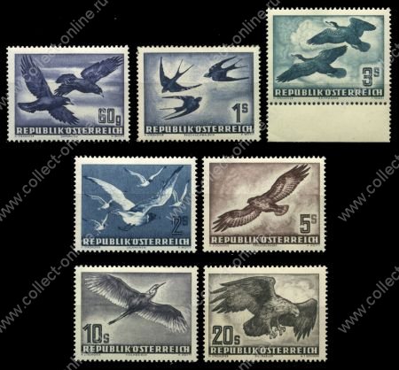 Австрия 1950-1953 гг. • Mi# 955-6,968,984-7(Sc# C54-60) • 60 g. - 20 s. • Птицы • авиапочта • MNH OG XF+ ( кат. - €500+ )