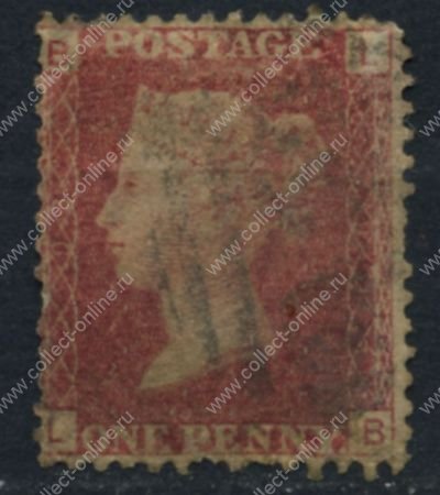 Великобритания 1858-1879 гг. • Gb# 44 (pl. 93) • 1 d. • Королева Виктория • Used VF- ( кат.- £3 )