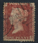 Великобритания 1858-1879 гг. • Gb# 44 (pl. 129) • 1 d. • Королева Виктория • Used VF- ( кат.- £10 )