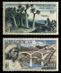Мадагаскар 1954 г. • Iv# A75-6 • 50 и 100 fr. • авиапочта • MNH OG* XF ( кат.- €15 )