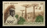 Мадагаскар 1952 г. • Iv# A73 • 500 fr. • Женщина с зонтом в парке • авиапочта • MNH OG VF- ( кат.- €40 )