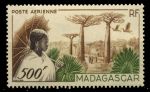 Мадагаскар 1952 г. • Iv# A73 • 500 fr. • Женщина с зонтом в парке • авиапочта • MNH OG* VF ( кат.- €40 )
