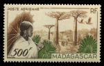 Мадагаскар 1952 г. • Iv# A73 • 500 fr. • Женщина с зонтом в парке • авиапочта • MNH OG* VF ( кат.- €40 )