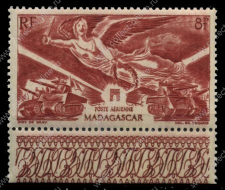 Мадагаскар 1946 г. • Iv# A65 • 8 fr. • 1-я годовщина Победы • авиапочта • MNH OG* XF