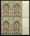Мадагаскар 1944 г. • Iv# 286 • 1.50 fr. на 5 c. • осн. выпуск • надпечатка нов. номинала • кв. блок • MNH OG* VF ( кат. - €4 )