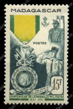 Мадагаскар 1952 г. • Iv# 321 • 15 fr. • 100-летие учреждения Воинской медали  • MNH OG* VF • (кат. - €5 )