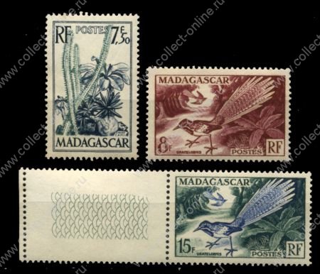 Мадагаскар 1954 г. • Iv# 322-4 • 7.50,8и 15 fr. • Флора и фауна острова • MNH OG VF* • полн. серия ( кат.- €6 )