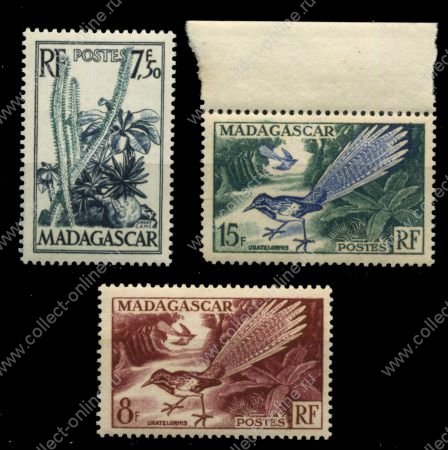 Мадагаскар 1954 г. • Iv# 322-4 • 7.50,8и 15 fr. • Флора и фауна острова • MNH OG VF* • полн. серия ( кат.- €6 )