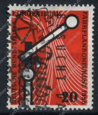 Германия ФРГ 1955 г. Mi# 219 • 20 pf. • Европейская транспортная конференция • Used XF ( кат.- €3 )