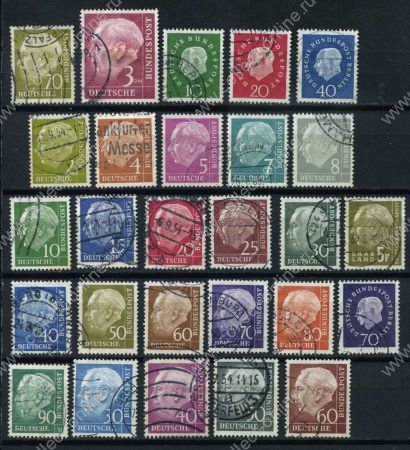 Германия ФРГ 1954-1959 гг. • Президент Теодор Хойс • 27 марок • стандарт • Used VF • ( кат.- €25+ )