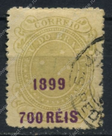 Бразилия 1899 г. • SC# 155 • 700 R. на 500 R. • надпечатка нов. номинала • Used VF ( кат. - $7 )