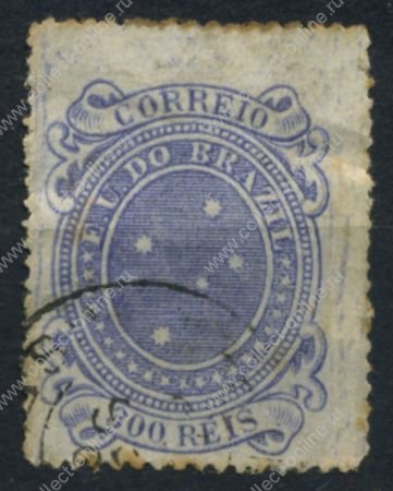 Бразилия 1890-1 гг. • SC# 104c • 300 R. • символы страны • cозвездие Южный крест • серо-фиолетовая • Used F- ( кат. - $30 )