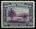 Северное Борнео 1939 г. • Gb# 312 • 20 c. • Георг VI • осн. выпуск • Виды и фауна • лодка на реке • MH OG XF ( кат. - £25 )
