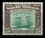 Северное Борнео 1939 г. • Gb# 313 • 25 c. • Георг VI • осн. выпуск • Виды и фауна • национальное парусное судно • MH OG VF ( кат. - £40 )