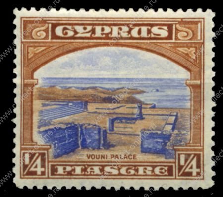Кипр 1934 г. Gb# 133 • ¼ pi. • Георг V основной выпуск • развалины дворца Вуни • MH OG XF ( кат.- £1.25 )