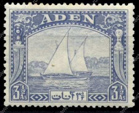 Аден 1937 г. • Gb# 7 • 3 Ѕ a. • Арабский парусник дау • MNH OG XF ( кат.- £7.50 )