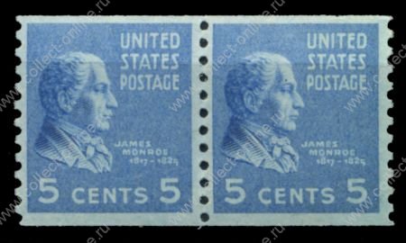 США 1939 г. SC# 845 • 5 c. • Джеймс монро • (из ролла) • стандарт • MNH OG VF • пара ( кат.- $10+ )
